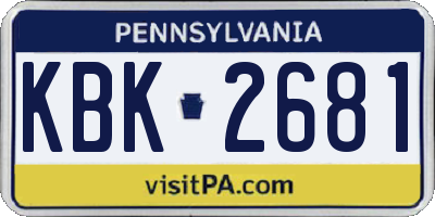 PA license plate KBK2681