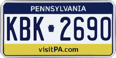 PA license plate KBK2690