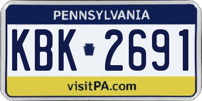 PA license plate KBK2691