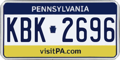 PA license plate KBK2696