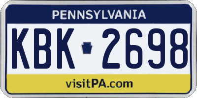 PA license plate KBK2698