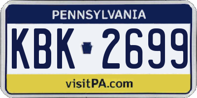 PA license plate KBK2699