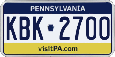 PA license plate KBK2700
