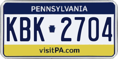 PA license plate KBK2704