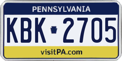 PA license plate KBK2705