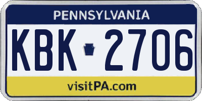 PA license plate KBK2706