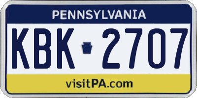 PA license plate KBK2707