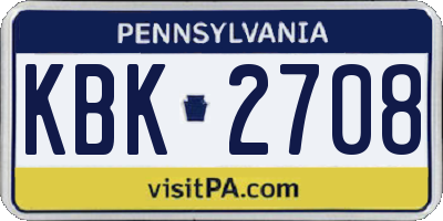 PA license plate KBK2708