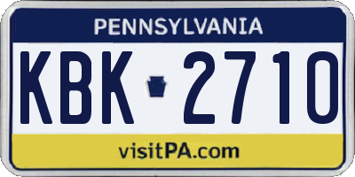 PA license plate KBK2710