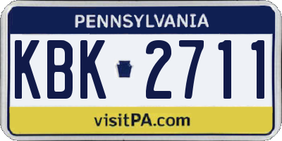 PA license plate KBK2711