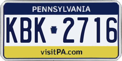 PA license plate KBK2716
