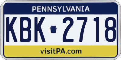 PA license plate KBK2718