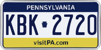 PA license plate KBK2720