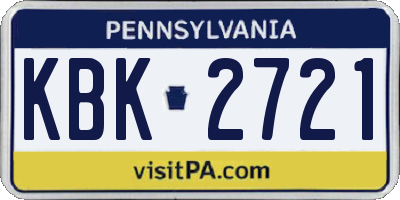 PA license plate KBK2721