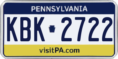 PA license plate KBK2722