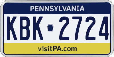 PA license plate KBK2724