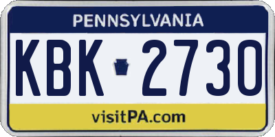 PA license plate KBK2730