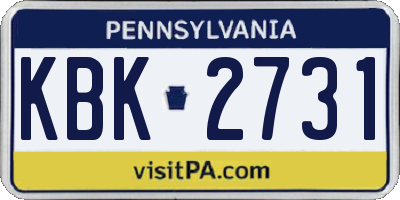 PA license plate KBK2731