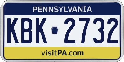 PA license plate KBK2732