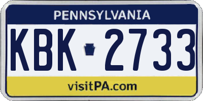 PA license plate KBK2733