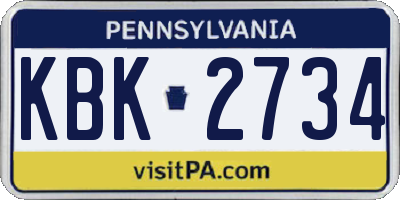 PA license plate KBK2734