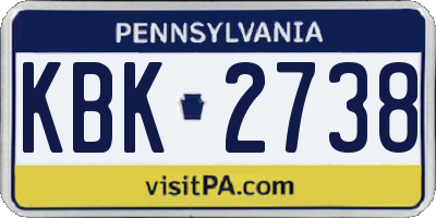 PA license plate KBK2738