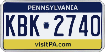 PA license plate KBK2740