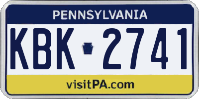 PA license plate KBK2741