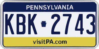 PA license plate KBK2743