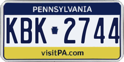 PA license plate KBK2744