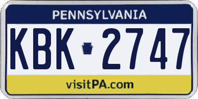 PA license plate KBK2747