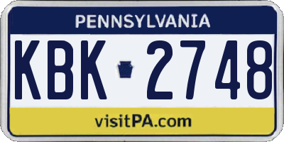 PA license plate KBK2748