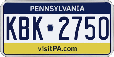 PA license plate KBK2750