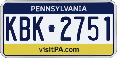 PA license plate KBK2751