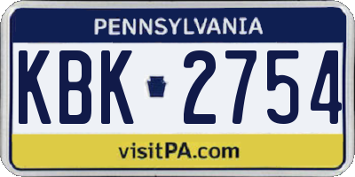 PA license plate KBK2754