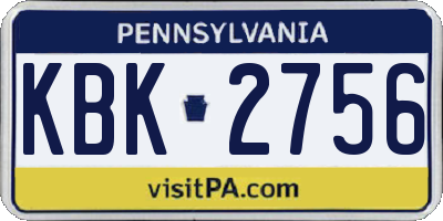 PA license plate KBK2756