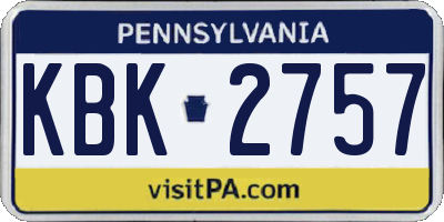 PA license plate KBK2757