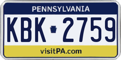 PA license plate KBK2759