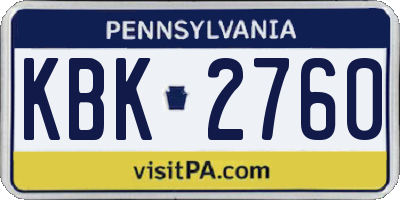 PA license plate KBK2760