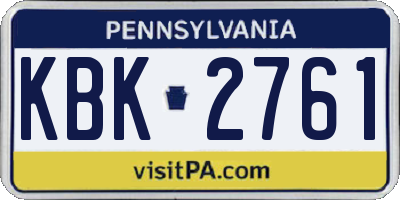 PA license plate KBK2761