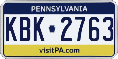 PA license plate KBK2763