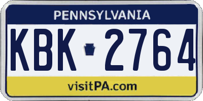 PA license plate KBK2764