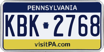 PA license plate KBK2768