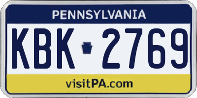 PA license plate KBK2769