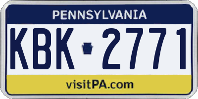 PA license plate KBK2771