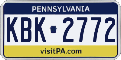 PA license plate KBK2772