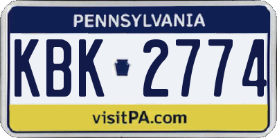 PA license plate KBK2774