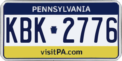 PA license plate KBK2776