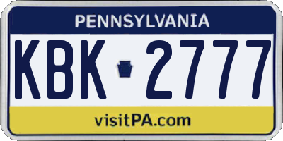 PA license plate KBK2777