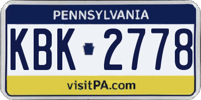 PA license plate KBK2778